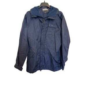 Vintage Nike Jacket Mens Medium Blue Nylon Full Zip Hooded Adjustable Durable Ou